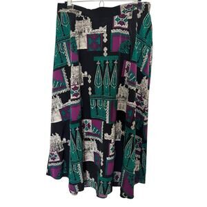 Vintage Women’s 80s Graphic Maxi Skirt Made in the USA Multicolor Size 18W